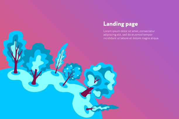 卡通向量平横幅与秋天的树木和文字图片下载