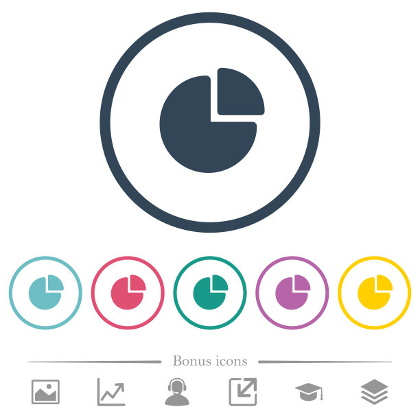 饼状图，圆形轮廓的平面颜色图标图片下载