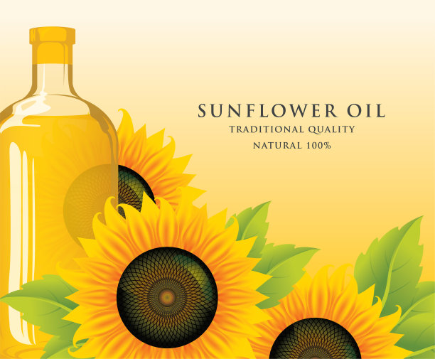 葵花籽油，葵花籽和葵花叶图片下载