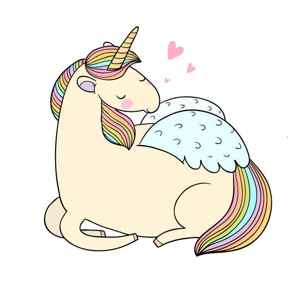 卡通独角兽。神秘的动物。素材图片