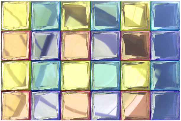 瓷砖设计色彩丰富的元素，照片逼真渲染(16位颜色)，3D插图图片下载