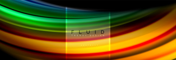 流体颜色抽象背景彩色海报，黑色扭曲液体设计，彩色大理石或塑料波浪纹理背景，商业或技术展示或web小册子封面布局的彩色模板，壁纸图片下载