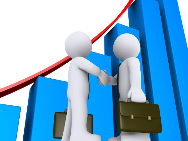 商人握手以图表为背景图片下载