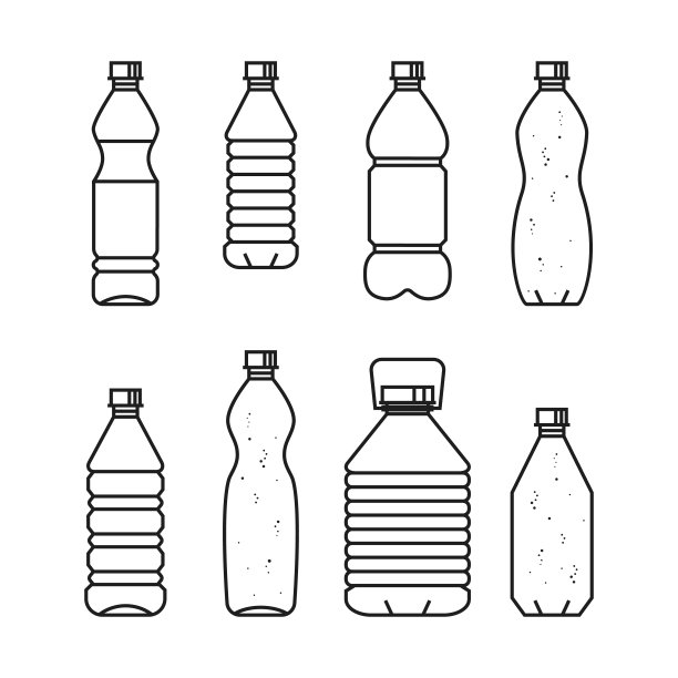 纯净的饮用水。线矢量插图的一套塑料瓶图片下载