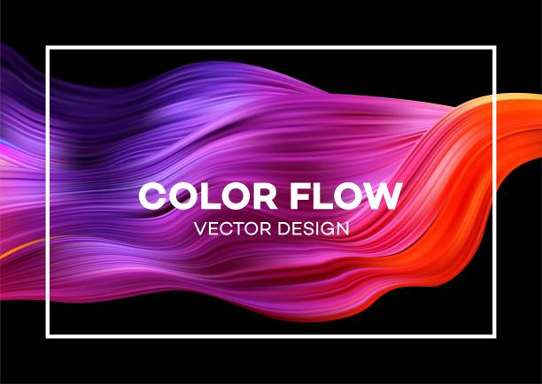 现代彩色流动海报。波浪液体形状在蓝色背景。你的设计项目的美术设计。矢量插图EPS10素材图片