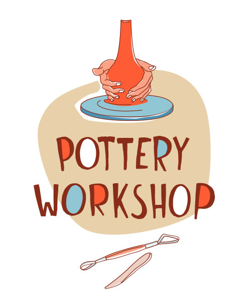 陶器作坊。传统制陶，手雕轮上花瓶图片下载