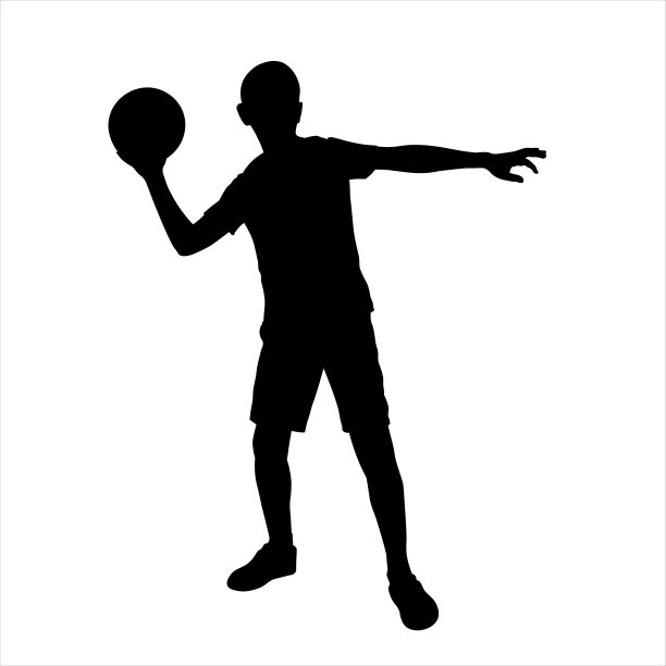 准备投球的小男孩剪影矢量图图片下载