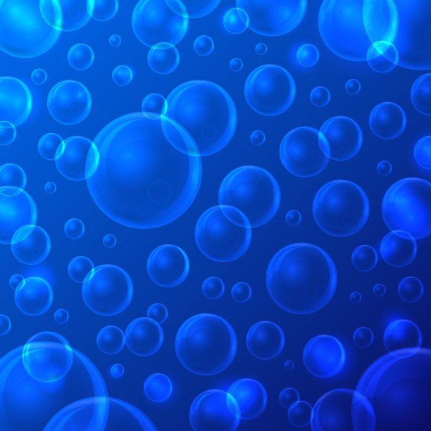 气泡无缝模式背景在蓝色。向量图片下载