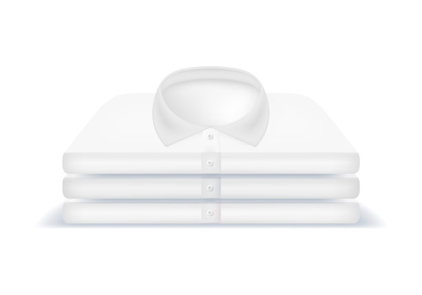 逼真的细节3d白色空白衣服堆衬衫堆叠。向量图片下载