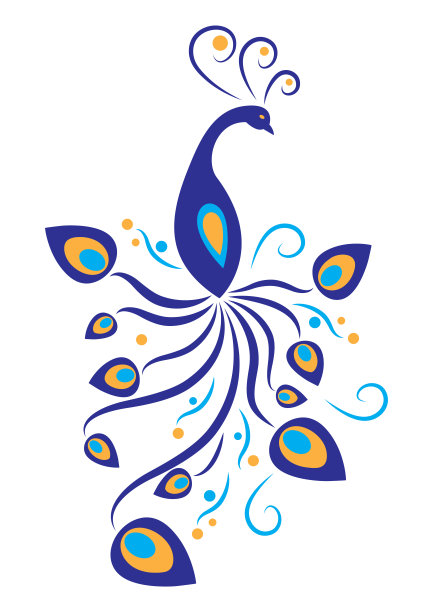 色彩斑斓的孔雀。矢量图素材图片