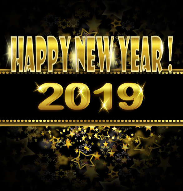 金色和黑色的2019年新年背景图片下载