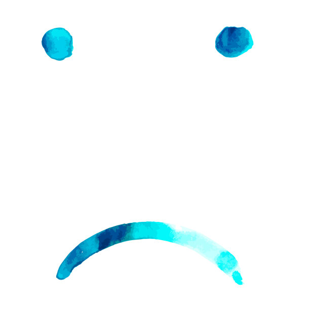 蓝色的。抽象悲伤的脸，手绘水彩，抑郁的概念，矢量插图图片下载