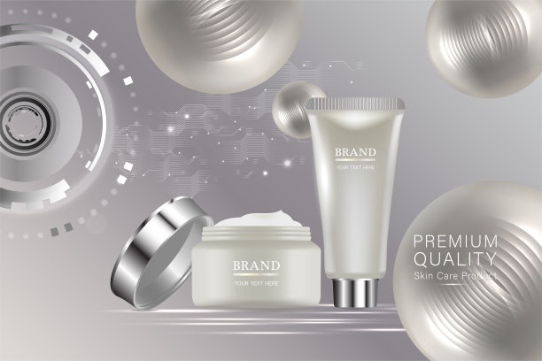 美容产品，白色化妆品容器与广告背景准备使用，豪华护肤品广告，膏霜罐在3d插图。图片下载