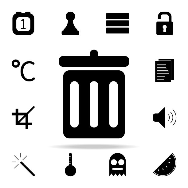 垃圾桶图标。网页图标通用设置为网页和移动图片下载