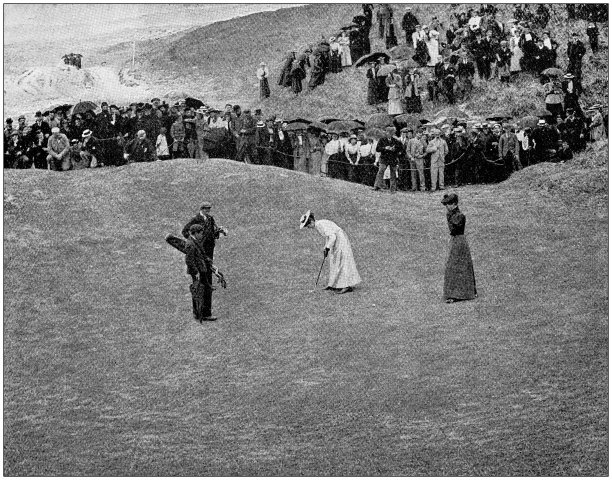 古董照片:女子高尔夫球手图片下载