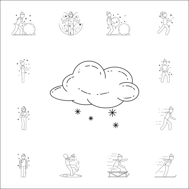 雪云图标，适用于网页和移动设备的冬季通用图标集图片下载