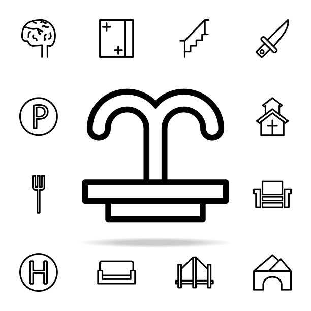 喷泉图标。网页图标通用设置为网页和移动图片下载