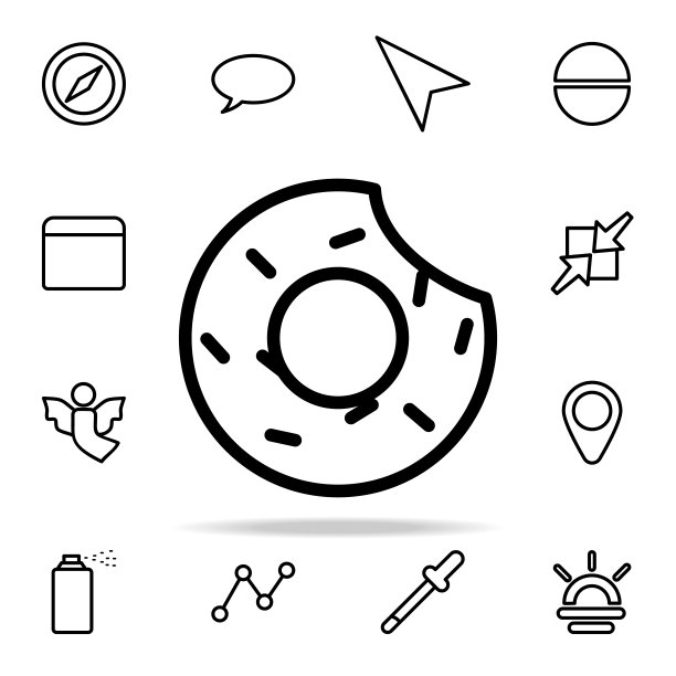 咬甜甜圈图标。网页图标通用设置为网页和移动图片下载