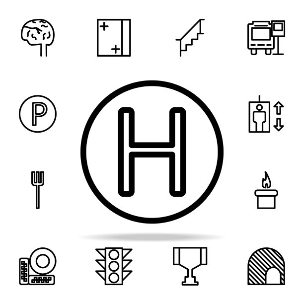 直升机停机坪图标，通用Web和移动设备图标集素材图片