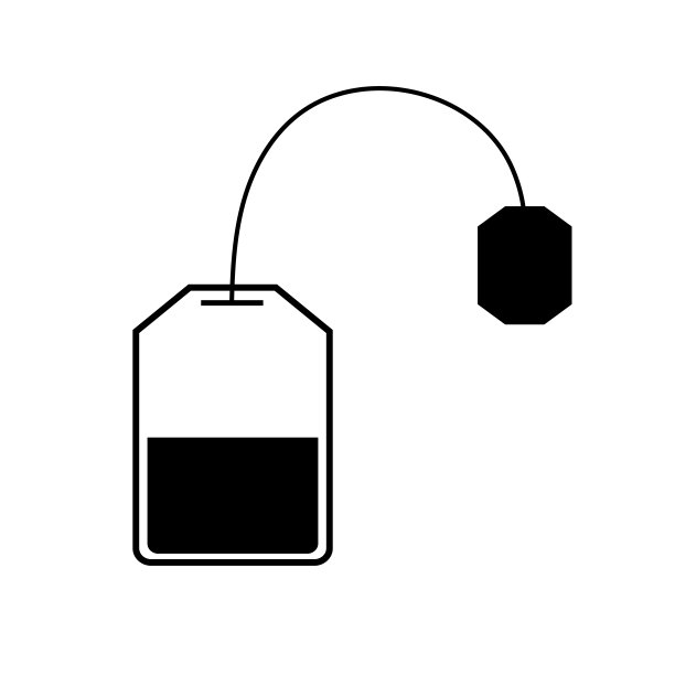 茶包图标，轮廓在白色的背景图片下载