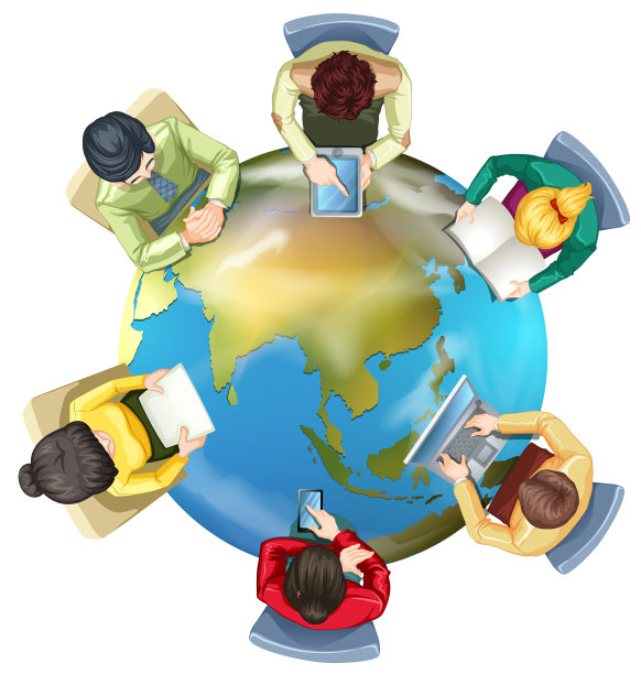 人们坐在地球周围图片下载