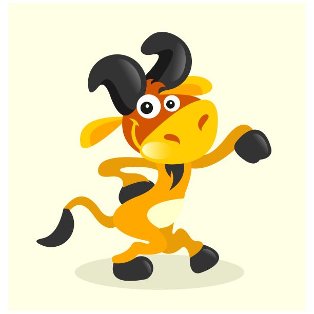 快乐可爱的小黄羊和欢快的卡通人物一起跳舞图片下载