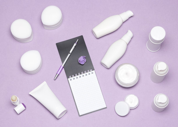 美容购物清单平铺概念图片下载