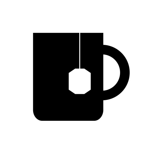 茶包图标，轮廓在白色的背景图片下载