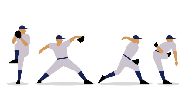 棒球运动员在平面设计孤立的白色背景图片下载