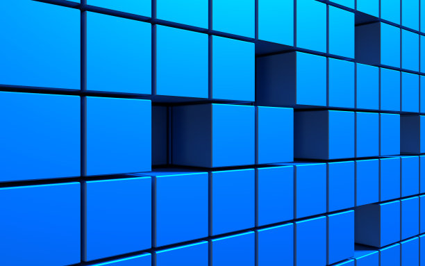 蓝色立方体的抽象背景。3 d演示。图片下载