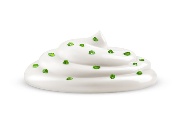 酸奶油和洋葱孤立的白色背景图片下载