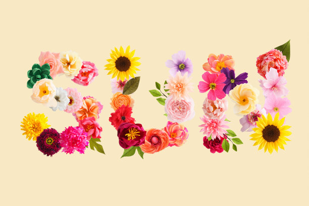 字太阳绉纸花图片下载