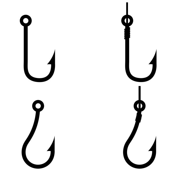 鱼钩图标，剪影在白色的背景图片下载