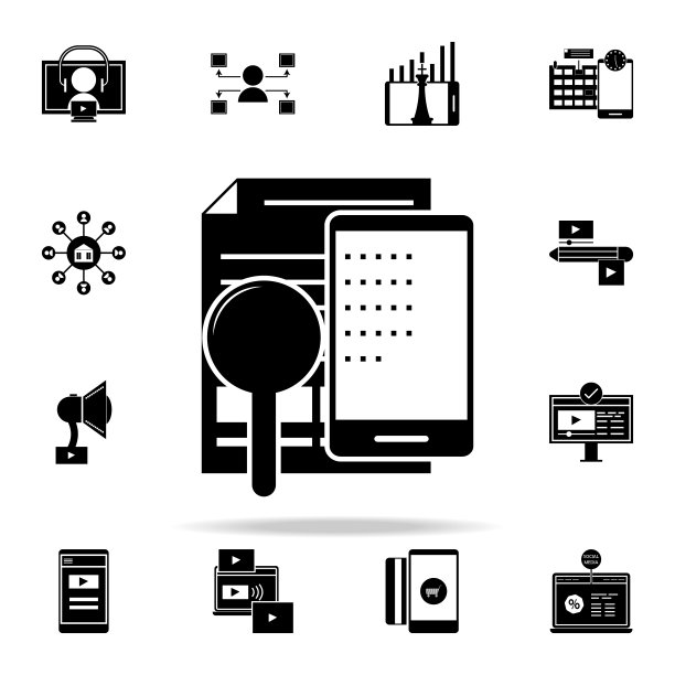营销研究图标。用于Web和移动设备的数字营销图标通用集图片下载