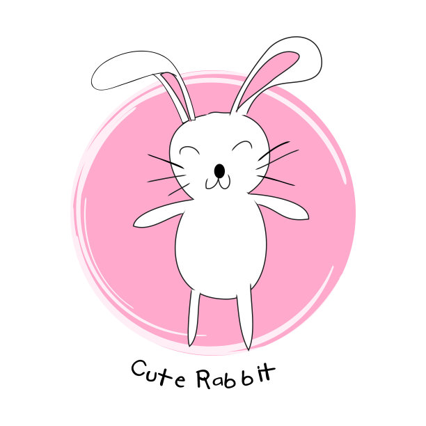 可爱的兔子。卡通风格的衬衫设计。图片下载