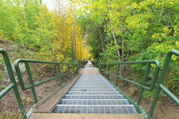 白马机场步道尽头的黑色街道楼梯图片下载