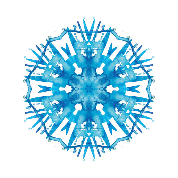 万花筒水彩雪花图片下载