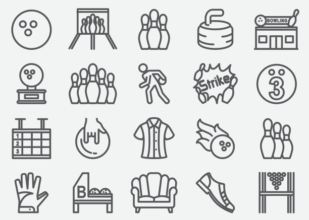 保龄球运动系列图标图片下载