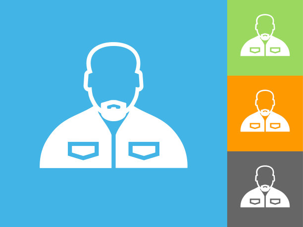 男人的脸肖像平面图标上的蓝色背景图片下载