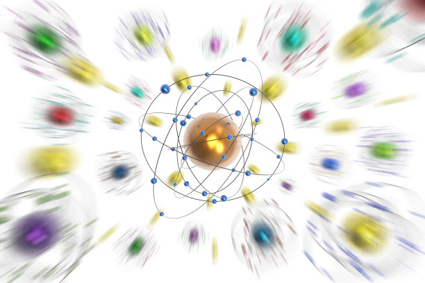 太空原子行星白色背景- 3D插图图片下载