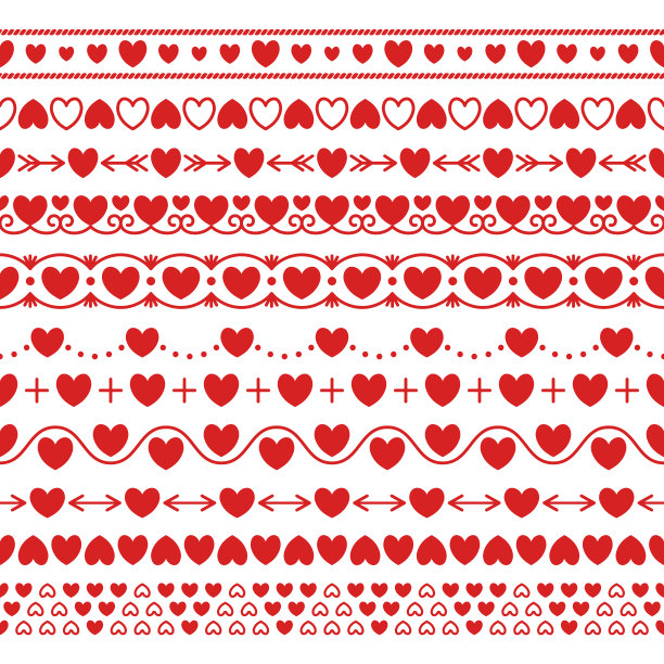 向量组简单无尽的现代刷子与红色的心图片下载