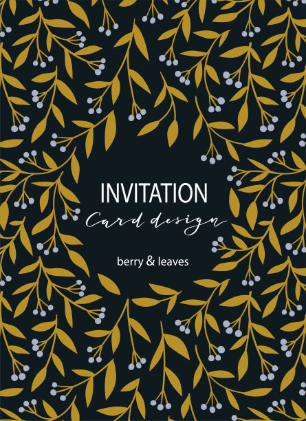 背景与小树枝和浆果。可爱的植物卡片，有文字的地方。自然设计的婚礼邀请或名片。图片下载
