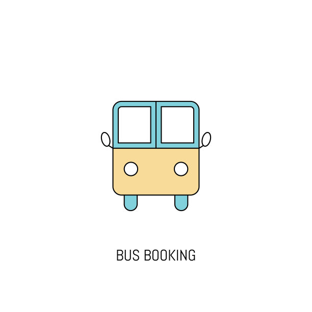 公交车彩色线路图标。总线简单图标说明。线条图标对Web，移动，软件和应用程序有用。Eps-10。图片下载