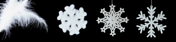 白色的圣诞玩具雪花和羽毛图片下载