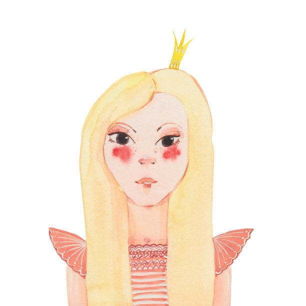 水彩小公主素材图片