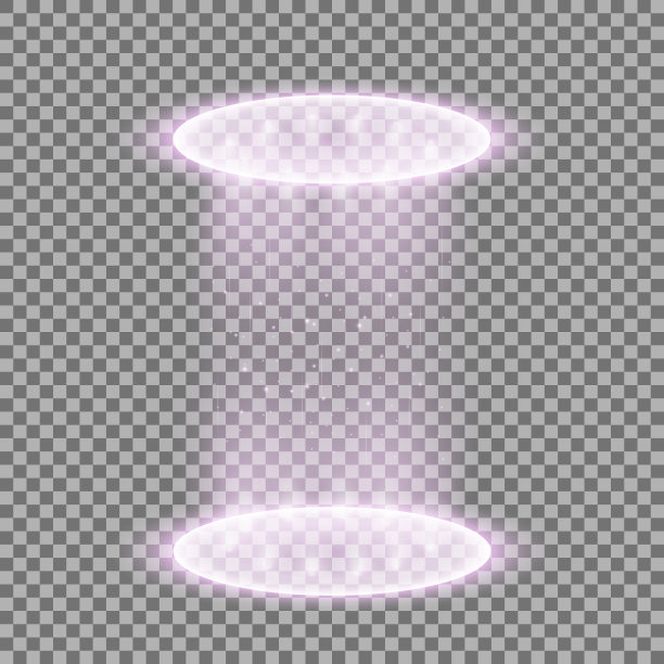 矢量舞台与灯光和闪光，紫色图片下载