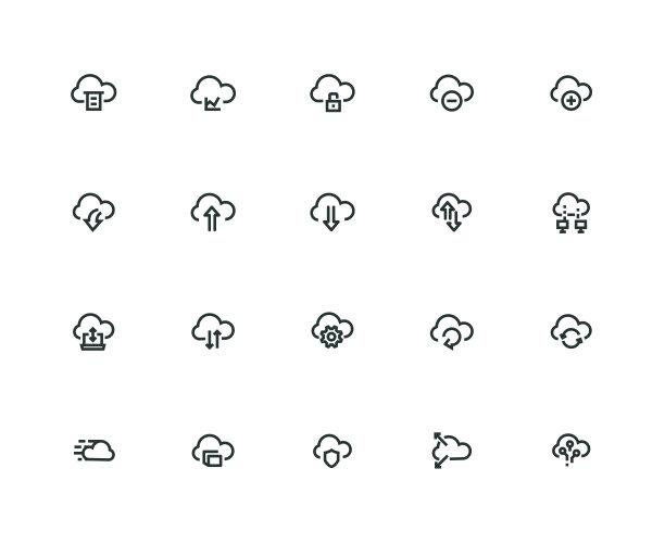 计算机云图标集-粗线系列图片下载