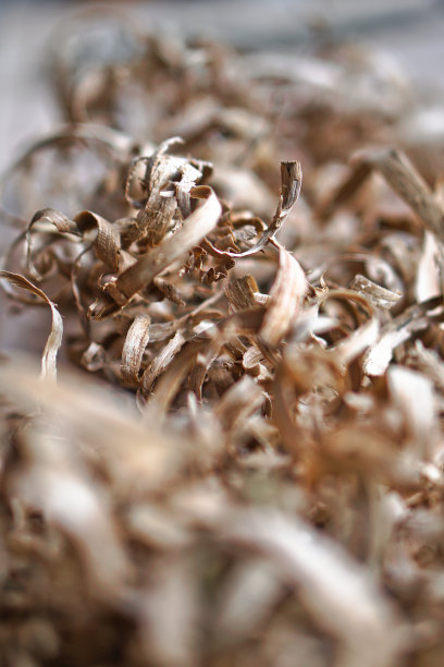 美丽的木工背景。聚焦锯屑，图像模糊。为设计而进行的抽象构图。股票的照片。图片下载