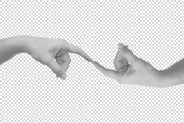 人的手指尖触摸连接在一起的透明背景图片下载