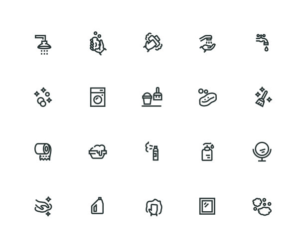 清洁图标设置-粗线系列图片下载